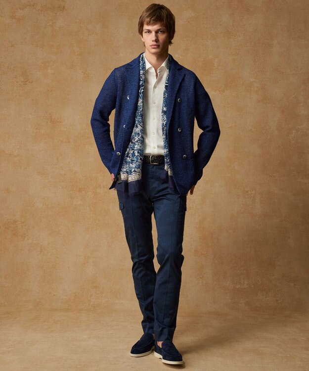 JOSEPH ABBOUD 【イタリア素材/製品染め/ウエストも伸びる!】迷彩ガーメンドダイ パンツ ダルブルー系7