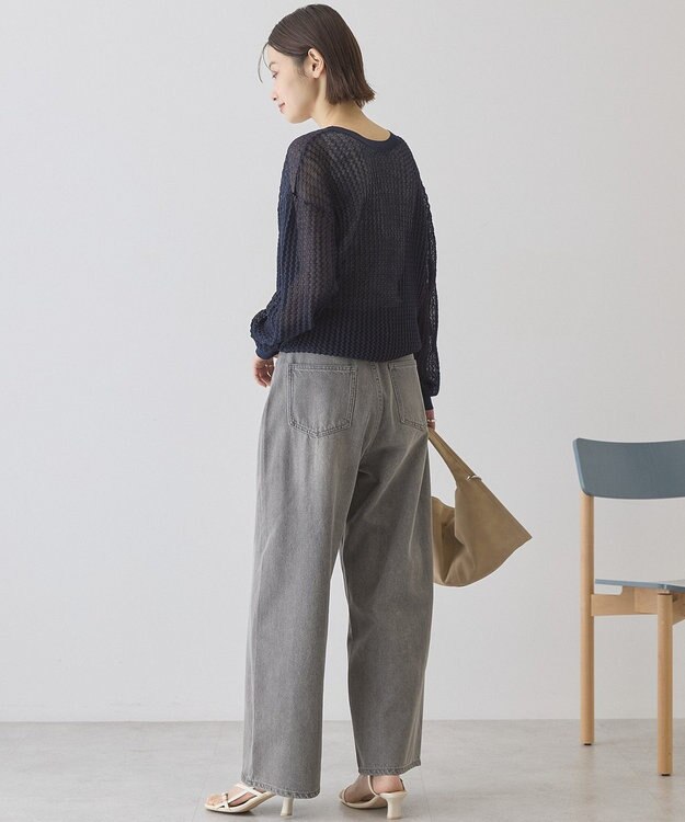 AMERICAN HOLIC 【前後2WAY】透かし編みニットカーディガン Navy