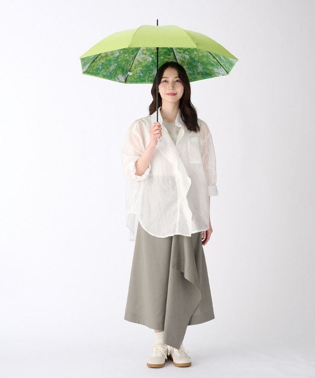 MOONBAT 【ハニカム断熱パラソル】estaa エスタ フォレスト 長傘  晴雨兼用 日傘 遮熱 耐風 50cm ライトグリーン