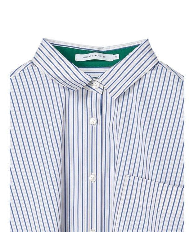 AMERICAN HOLIC イージーケアバックオープンシャツチュニック Blue