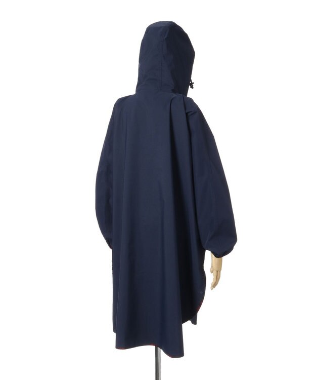 MOONBAT POLO RALPH LAUREN レインポンチョ 透湿撥水 無地×チェック 75デニール 収納袋付 ネイビーブルー