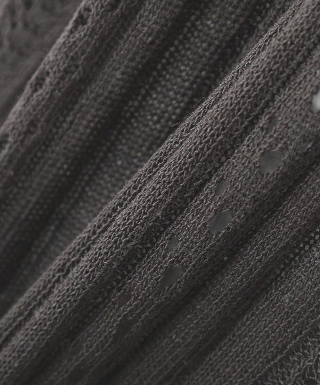 CRAFT STANDARD BOUTIQUE レースニット衿付き半袖カーディガン Dark Gray