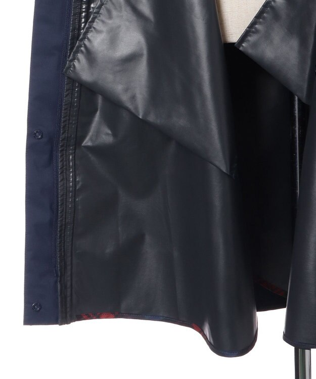 MOONBAT POLO RALPH LAUREN レインポンチョ 透湿撥水 無地×チェック 75デニール 収納袋付 ネイビーブルー