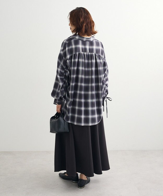 Green Parks ・ＥＬＥＮＣＡＲＥ　ＤＵＥ　チェックギャザーシャツ Black