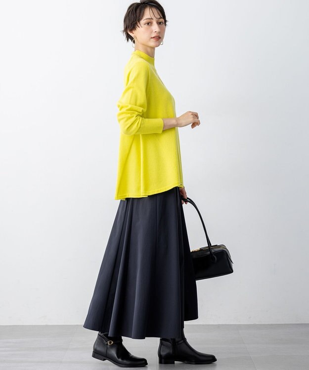 23区 S 【洗える】ピュアカシミヤ フレア ニット イエロー系