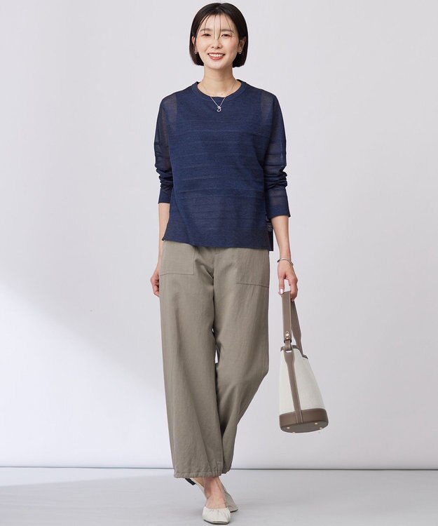 J.PRESS LADIES 【洗える】リブ ノースリーブ カットソー ブラック系