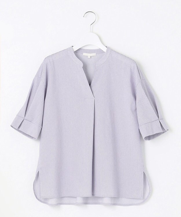 自由区 S 【WEB限定・洗える】トリコットジャージー カットソー サックスストライプ