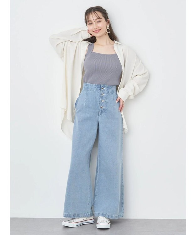 earth music&ecology バックボタンチュニック Off White