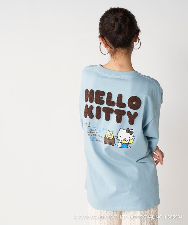 OP／FILA 【Ocean Pacific×ハローキティ】サガラ刺しゅうビッグTシャツ ブルー