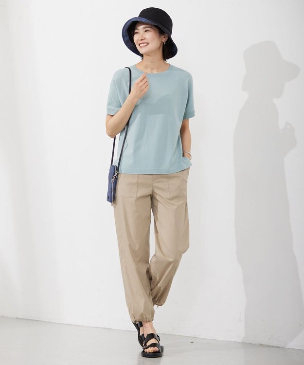 J.PRESS LADIES 【洗える】 レーヨンエリートストレッチ ドルマン ニット Tシャツ ライトグリーン系