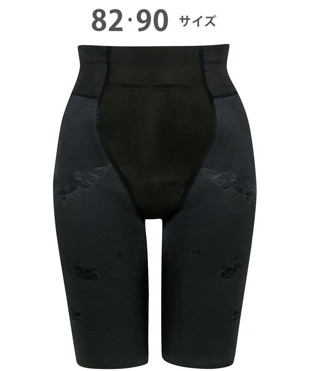 Wing ガードル ウエストのハミ肉すっきり おなか押さえ ヒップアップ 少し高めのウエスト丈 【ハミデンヌ】 吸汗速乾性(身生地部) ロング丈 KQ2885 ウイング／ワコール ブラック