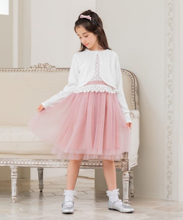 組曲 KIDS 【150-160㎝】レーシー ボレロ オフホワイト系