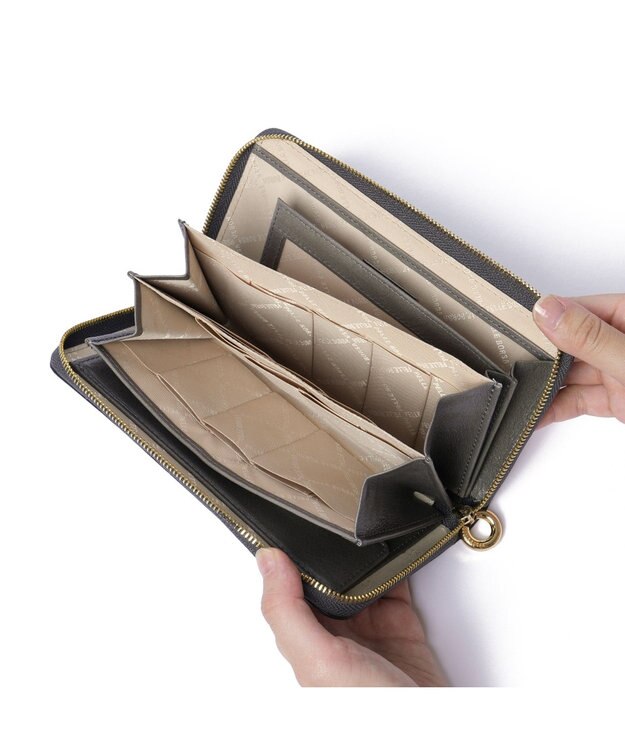 PELLE BORSA ラウンドコンパクト長財布 Minato ミナト 3506 グレー