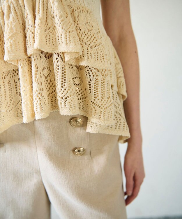 GRACE CONTINENTAL ミックスフリルニットトップ キナリ