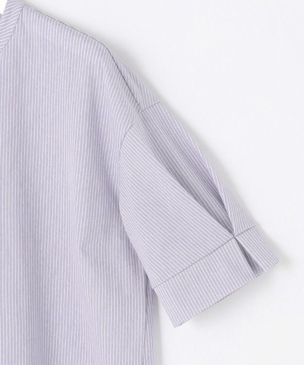 自由区 【WEB限定・洗える】トリコットジャージー カットソー サックスストライプ