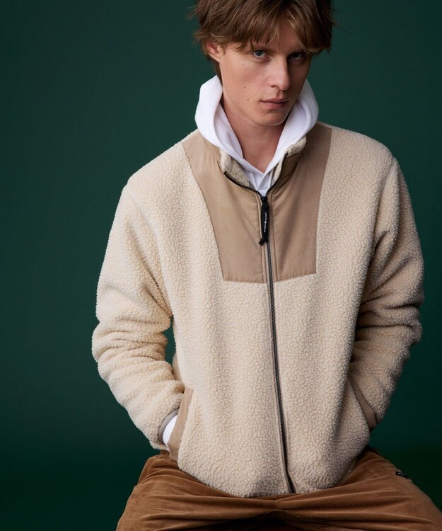JOSEPH ABBOUD MOUNTAIN 【Eco素材】ポーラテック ボアフリース ブルゾン アイボリー系