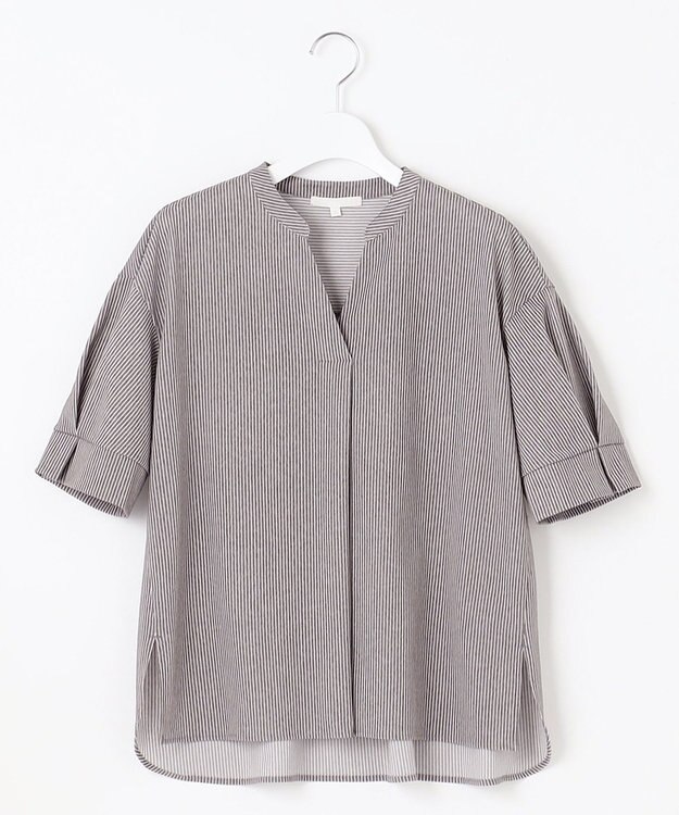 自由区 【WEB限定・洗える】トリコットジャージー カットソー スレートストライプ