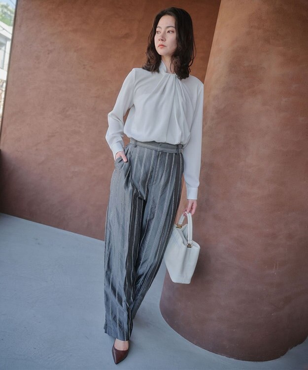BEIGE， 【人気シリーズ】ANITA / ロングスリーブタックブラウス White