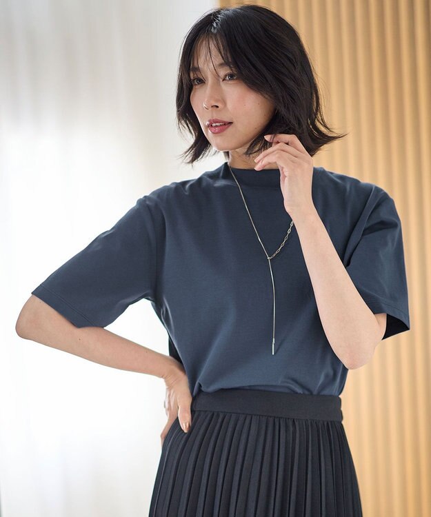 ANY 【接触冷感/UVケア】マルチファンクションモックネックTシャツ ネイビー