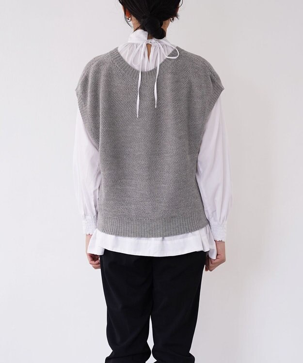 TOQUE 〈大草直子さんアドバイザー〉ベビーアルパカ×シルクハニカムニットフレンチトップス グレー