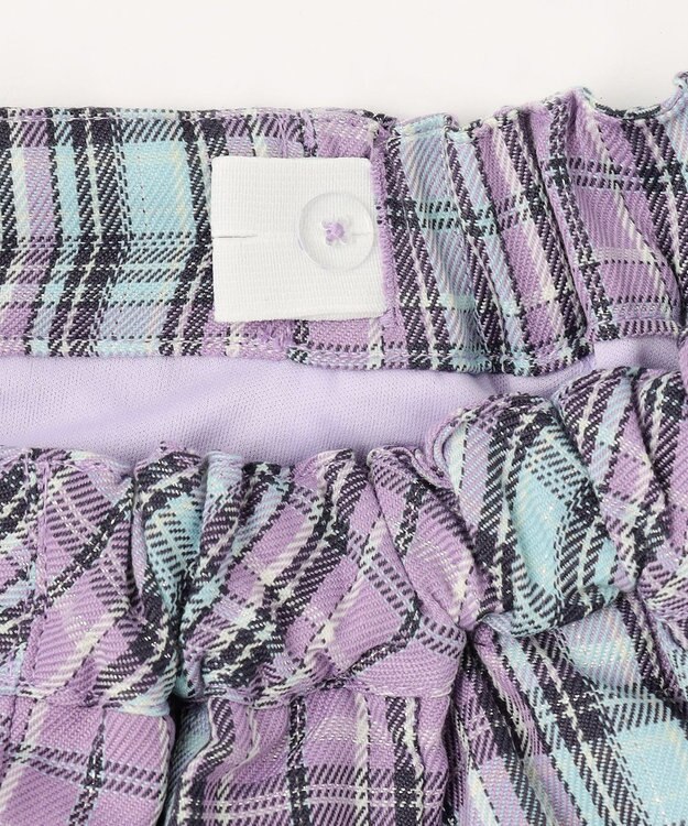 ANY KIDS ラメチェックプリーツスカパン ラベンダー系