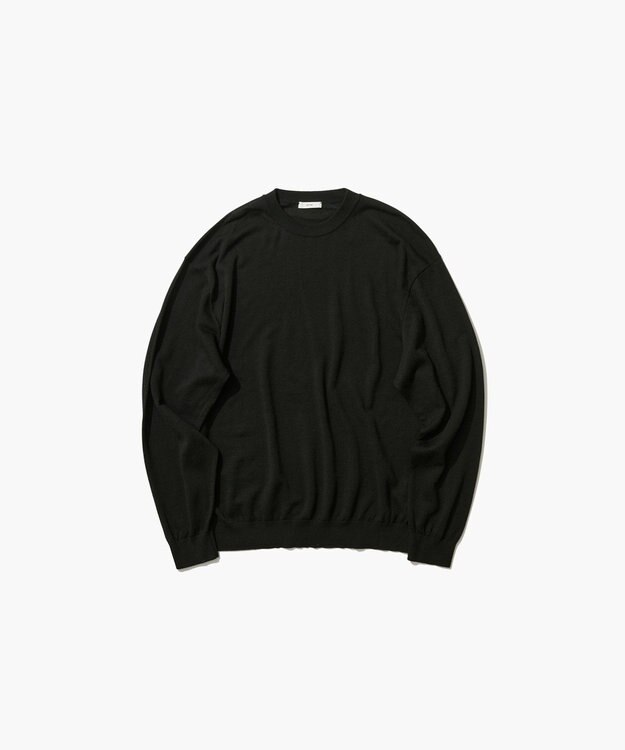 ATON NUBUCK SILK COTTON | クルーネックセーター - UNISEX BLACK