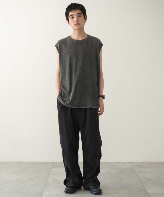 WEGO 【ユニセックス着用ITEM/MLサイズ展開/綿100%】スリーブレスコットンT ブラックその他