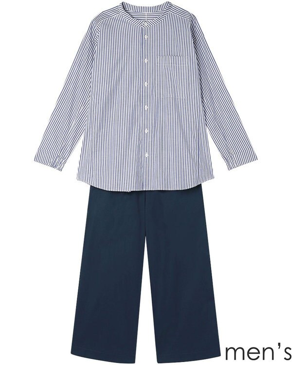 ワコール／睡眠科学 メンズ パジャマ 長袖 長ズボン 綿混(本体) ここちよく眠れる 寝返りしやすい YGX510 睡眠科学／ワコール ブルー