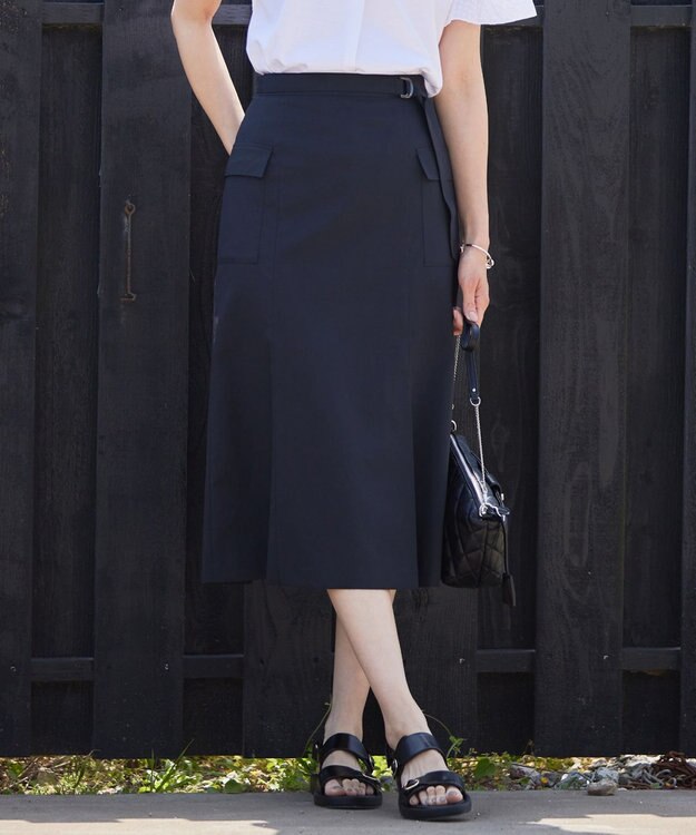 J.PRESS LADIES S 【洗える・イージーケア】ソフトタイプライター マーメイド スカート ネイビー系