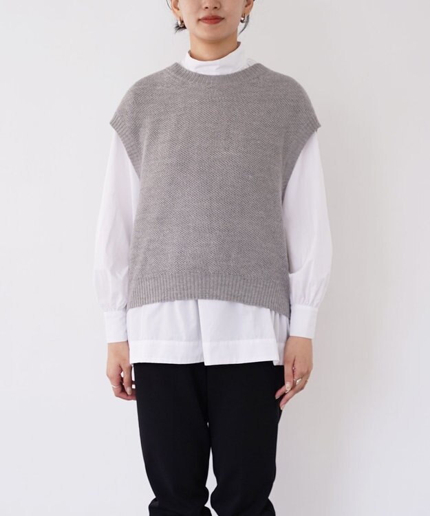 TOQUE 〈大草直子さんアドバイザー〉ベビーアルパカ×シルクハニカムニットフレンチトップス グレー