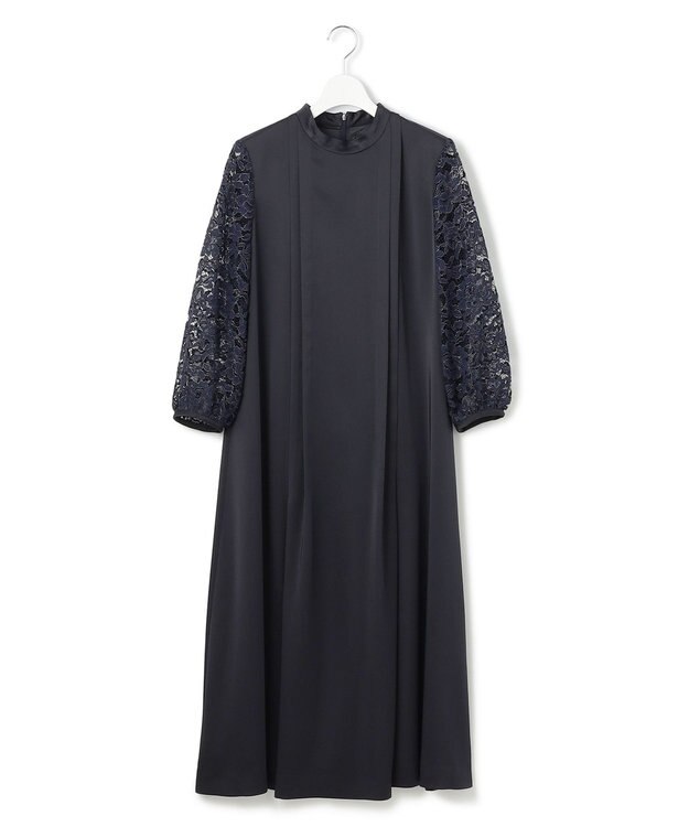 23区 【APPLAUDIR】ノーブルサテン レースコンビドレス ネイビー