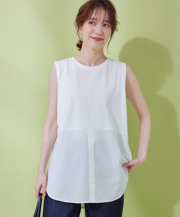 ANY レイヤード布帛ドッキングタンクトップ オフ