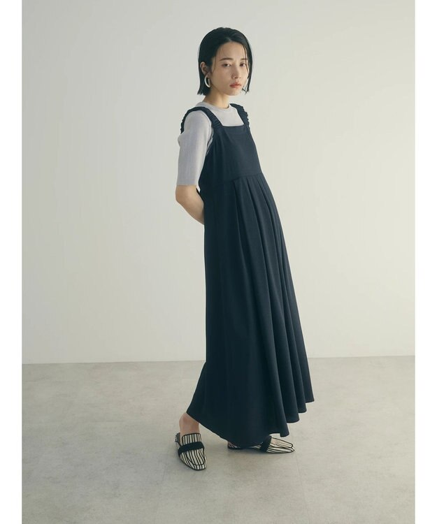 Green Parks armonia.ギャザーストラップワンピース Navy