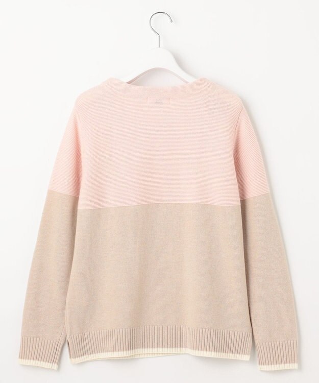 J.PRESS LADIES L 【WEB限定カラーあり・洗える】CAT ボートネック ブロッキング ニット ピンク×ベージュ×オフ系