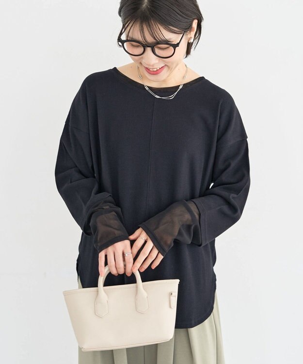 Green Parks 袖チュールリブプルオーバー Black
