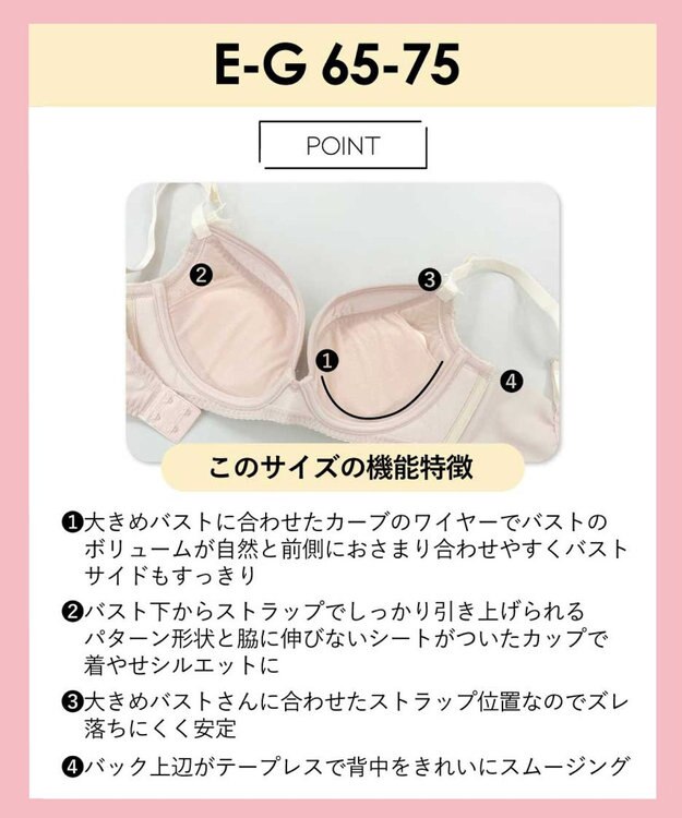 AMPHI ブラジャー パーソナル設計 脇高 背中スムージング 【stylist 4U スタイリストフォーユー】 A～Gカップまで対応 大きいサイズ ブラ BOG300 アンフィ／ワコール ピーチ