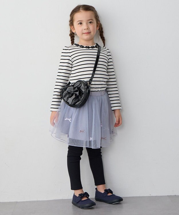 ANY KIDS エナメルハート型 ショルダーバッグ ブラック