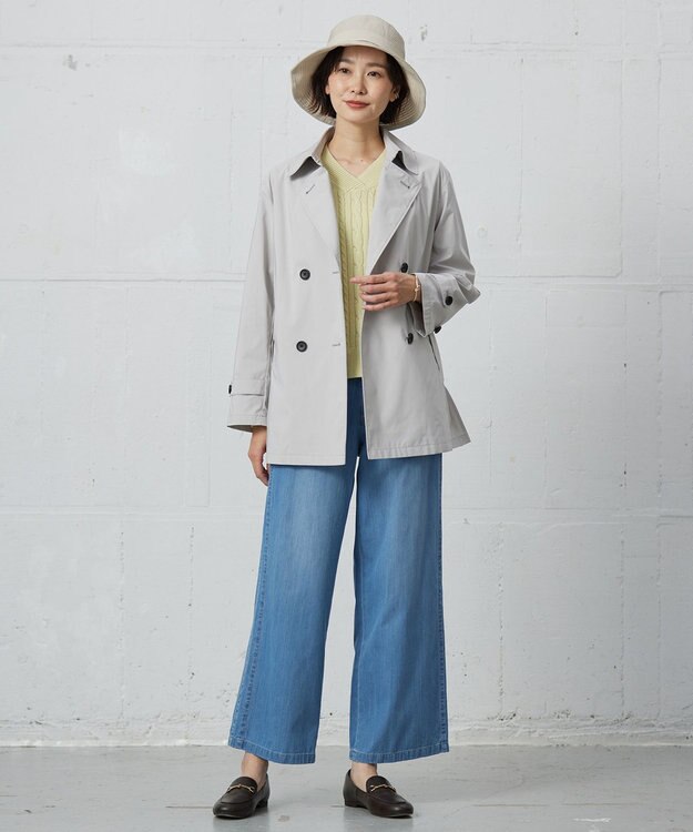 J.PRESS LADIES 【洗える・撥水】ポリアーティローザ ダブル トレンチコート ライトグレー系