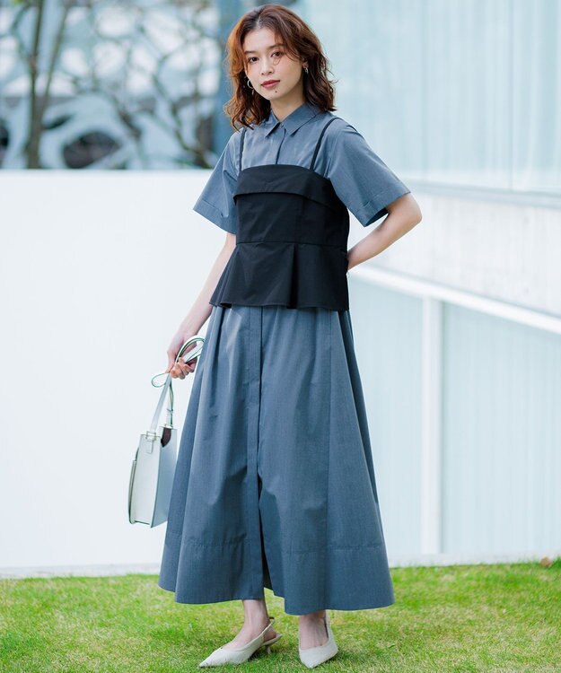 23区 L 【CLASSY.コラボ】ビスチェコンビ シャツワンピース ブルーシャンブレー×ネイビー