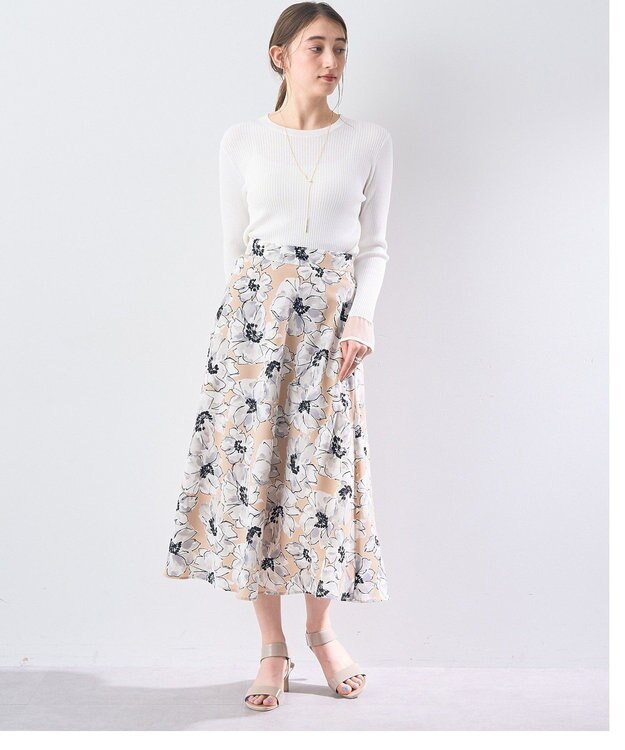 YECCA VECCA 袖口シアーリブニット Off White