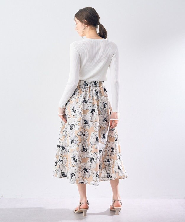 YECCA VECCA 袖口シアーリブニット Off White