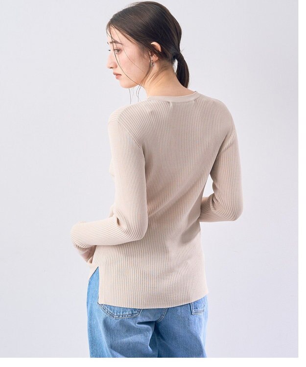 YECCA VECCA 袖口シアーリブニット Light Beige