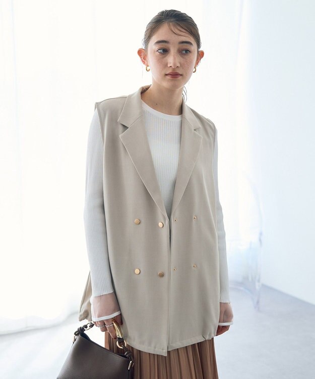 YECCA VECCA 袖口シアーリブニット Off White