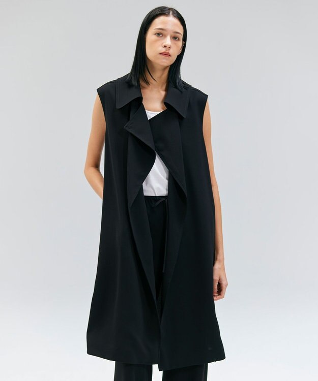 BEIGE， FLEUR / ラップデザインロングジレ Black