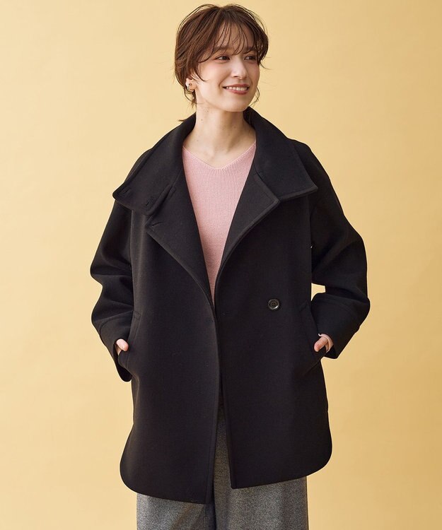 ANY L スタンドコクーンコート ブラック