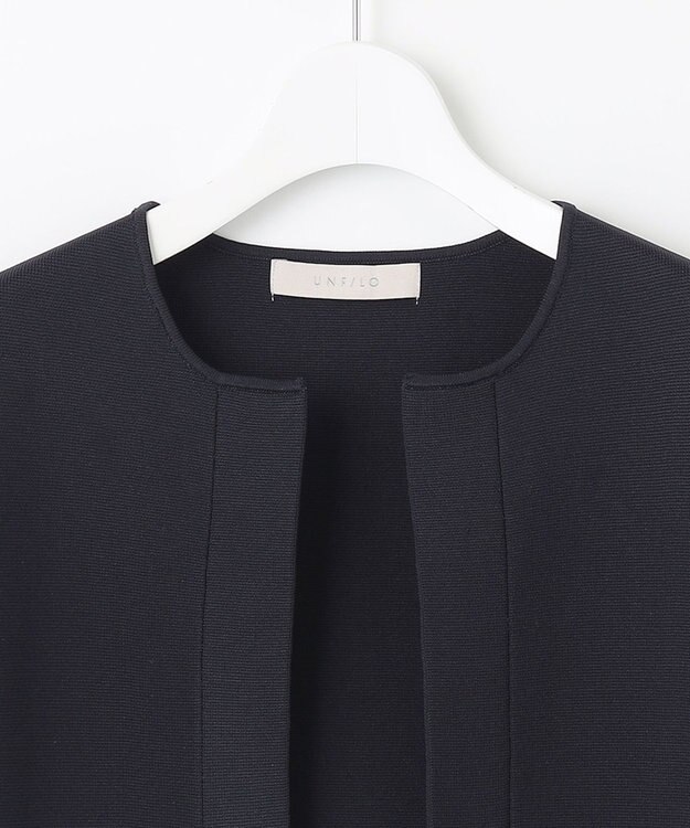 UNFILO 【軽量/ストレッチ/シワになりにくい】ミラノリブ ハーフジレ ネイビー