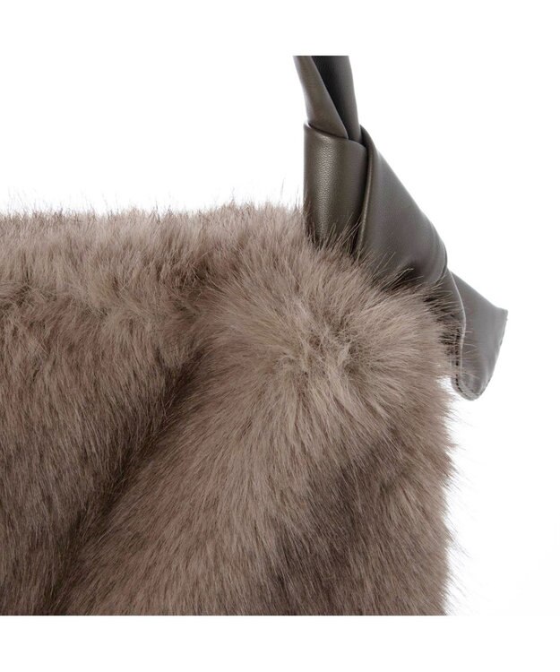 UNBILLION カシュカシュ cachecache / リボンワンハンドルエコファービッグバッグ ブラウン