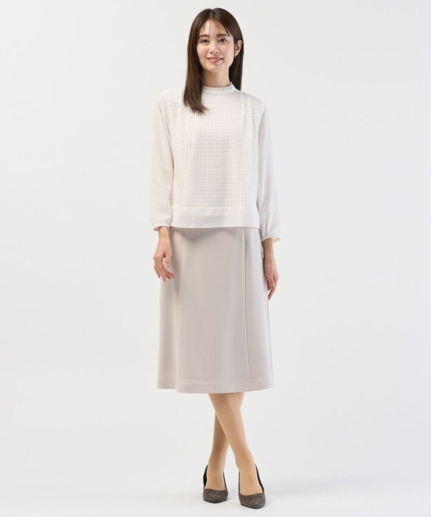 J.PRESS LADIES L レースコンビ カットソー ホワイト系