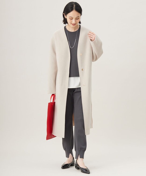 自由区 L 【セットアップ対応・洗える】レーヨンストレッチプルオーバー ニット ダークグレー