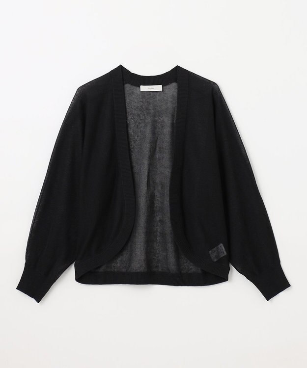 ANY 【洗濯機可/接触冷感/アンチピリング】シアーニットボレロカーディガン ブラック